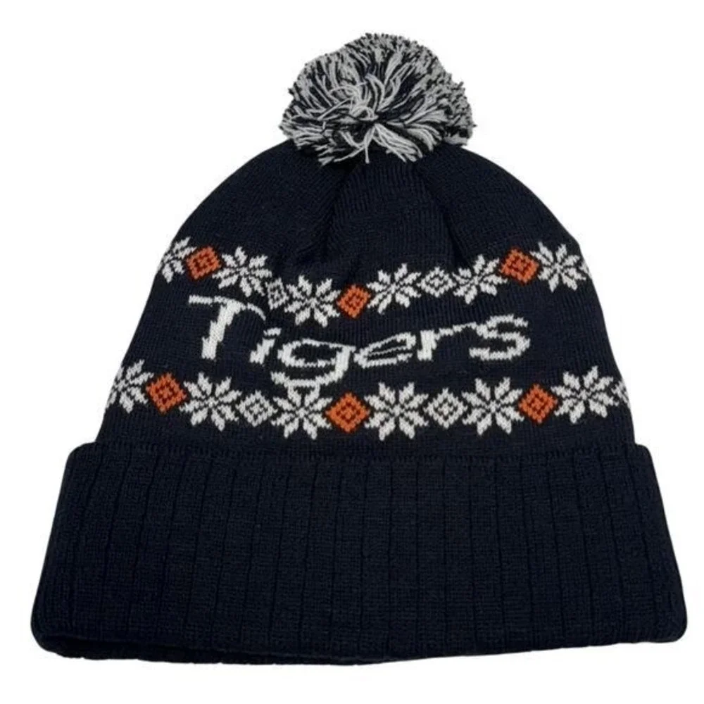 Auburn Tigers Beanie Hat Navy Blue Fair Isle Pom Knit Cap Football NEW